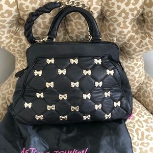 BETSEY JOHNSON black leather handbag